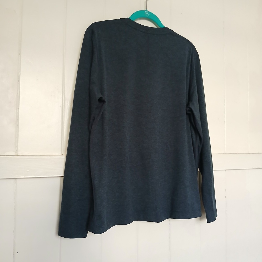 Lululemon Heavyweight Cotton Long Sleeve Crew Shirt Men's Large Navy Heather - Picture 8 of 11